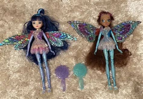 Rare Winx Club Tynix Fairy Aisha Musa Dolls With Brushes In Vgc