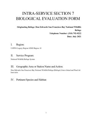 Fillable Online Intra Service Section 7 Biological Evaluation Form For