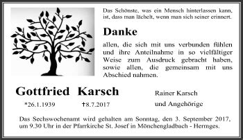 Alle Traueranzeigen F R Gottfried Karsch Trauer Rp Online De