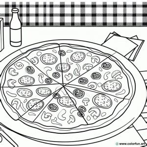 Coloriage de pizza à imprimer à Télécharger ou à Imprimer gratuitement