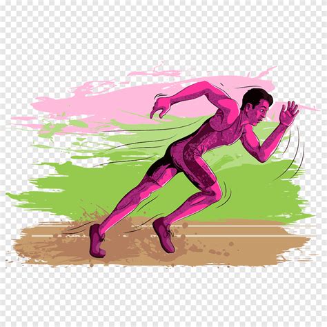 Watercolor Painting Running Illustration Running Man Ink Sport Png