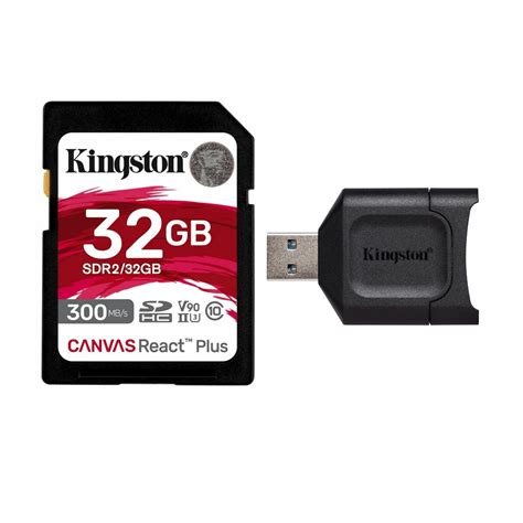 Kingston Canvas React Plus SD Memory Card (32GB) with Kingston Card ...