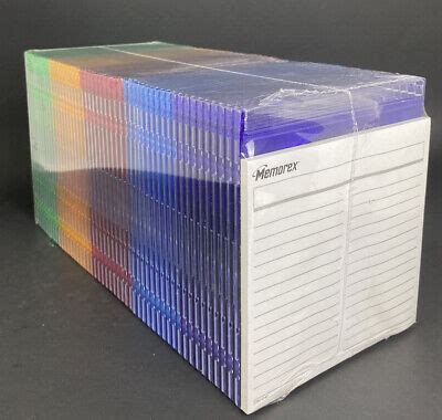 MEMOREX New Sealed Multi Color Clear Slim Jewel Cases 50 Pack With