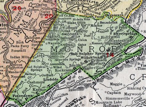 Monroe County, West Virginia 1911 Map by Rand McNally, Union ...