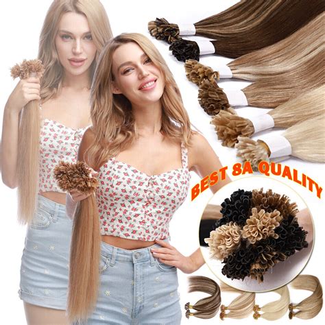 Clearance S Pre Bonded Nail U Tip Keratin Remy Human Hair Extensions