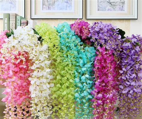 2021 Artificial Ivy Flowers Silk Flower Wisteria Vine Flower Rattan For