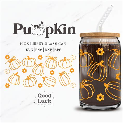 Libbey Glass Can 16oz Pumpkin Print Svg Files For Cricut And Etsy