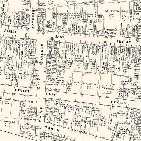 Vintage Map of Plainfield, NJ Business Section 1947 by Ted's Vintage Art