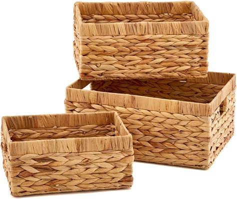 Panier De Rangement En Jacinthe Deau Tiss Avec Poign Es Organisateur