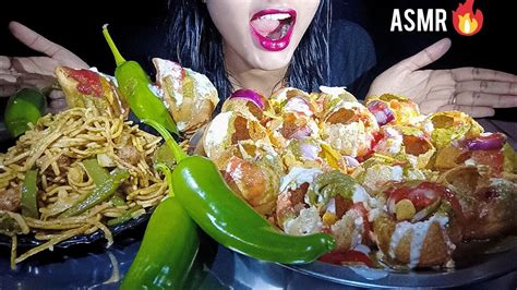 🔥asmr Eating Spicy🥵 Chowmien Dahipuri Samose🤤asmr Eating Show Youtube