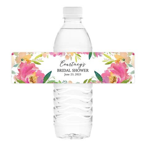 Pink Blossoms Water Bottle Labels Etsy