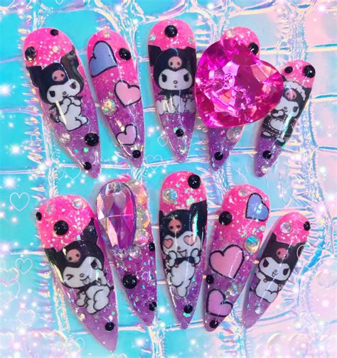 My Melody Or Kuromi Kawaii Nails Etsy