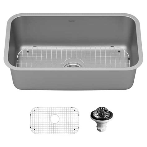 Karran Pu55 16 Gauge Stainless Steel 30 In Single Bowl Undermount Kitchen Sink Kit Pu55 Pk1