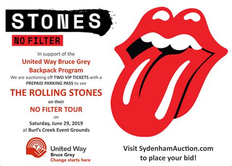 The United Way Bruce Grey has TWO VIP TICKETS to see THE ROLLING STONES ...