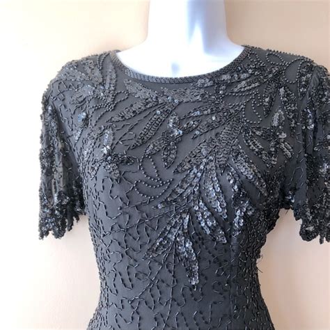 St Nay Dresses Vintage Beaded Silk Dress Gold Black Sequin Poshmark