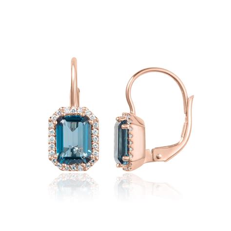 London Blue Topaz And Diamond Halo Drop Earrings