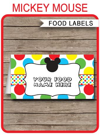 Mickey Mouse Party Food Labels | Place Cards | Mickey Mouse Theme