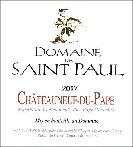 Domaine de Saint Paul 2017 L Insolite Red Châteauneuf du Pape Rating