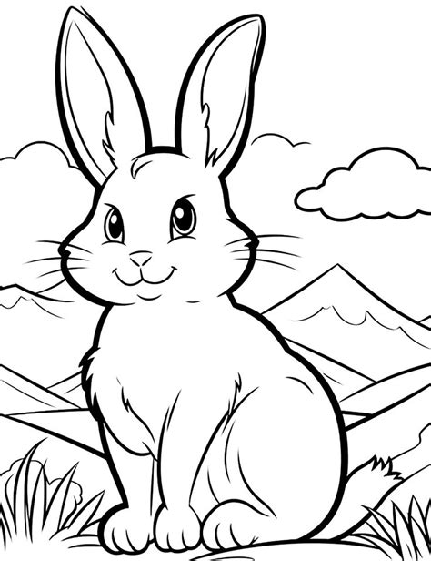 A Rabbit Sitting On The Ground With Mountains In The Background And