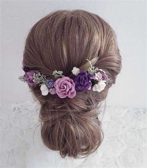 Flower Hair Pins Purple Lilac Mauve Hair Clip Boho Bridal Etsy Uk