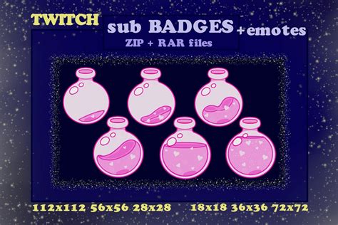 Twitch Sub Badges And Emotes X Pack Love Potion Twitch Streaming