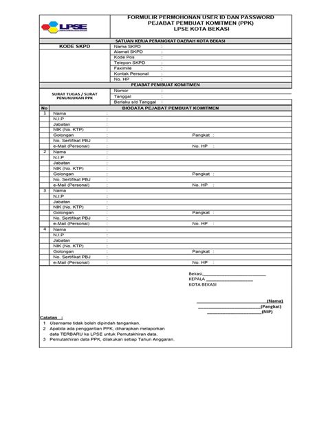 Formulir Aktivasi Akun Ppk 2024 Pdf