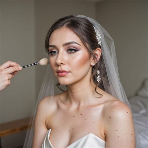 Photo Of Makeup Artist Doing Bridal Woman Elegant Makeup Premium Ai