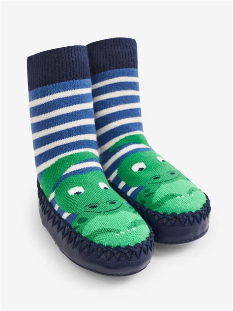 Buy Jojo Maman Bébé Green Dinosaur Moccasin Slipper Socks From The Jojo