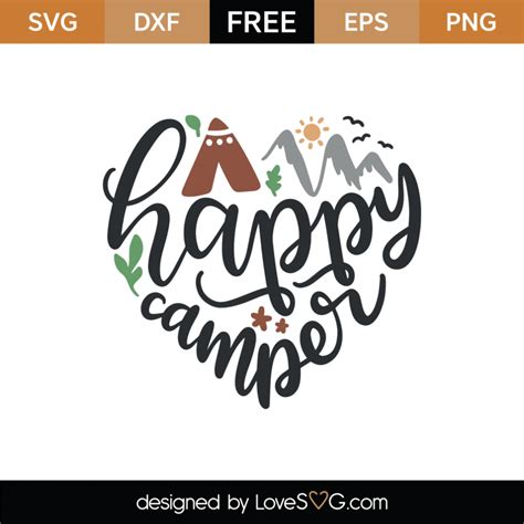 Free Happy Camper SVG Cut File Lovesvg