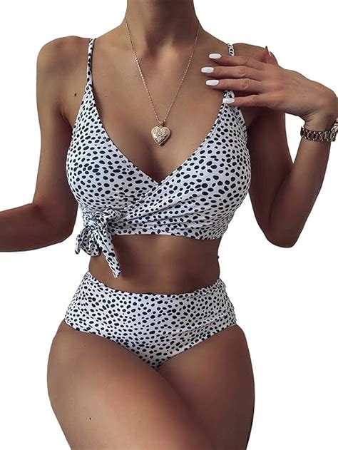 Nviefe Conjunto De Bikini Sexy De Dos Piezas Para Mujer Con Estampado