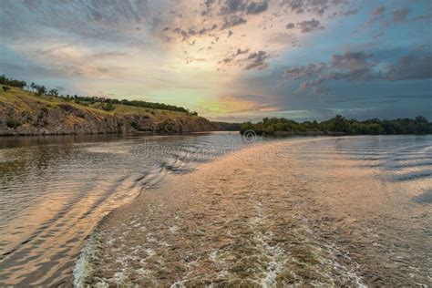 Khortytsia Island Sunset Landscape, Ukraine Stock Image - Image of ...