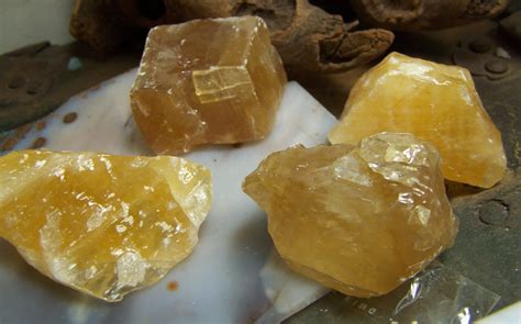 Yellow Calcite Crystal 1 Raw Chunk Golden Yellow Orange