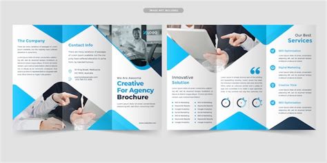 Diseño De Folleto Tríptico Empresarial Vector Premium