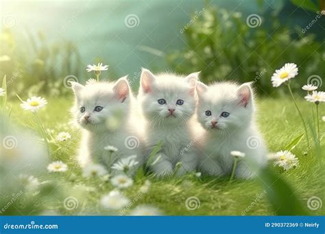 Cute Fluffy Kittens Playing Outdoor Stock Image - Image of summer ...