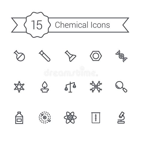 Línea Sistema De La Ciencia Del Icono Iconos Químicos Ilustración del