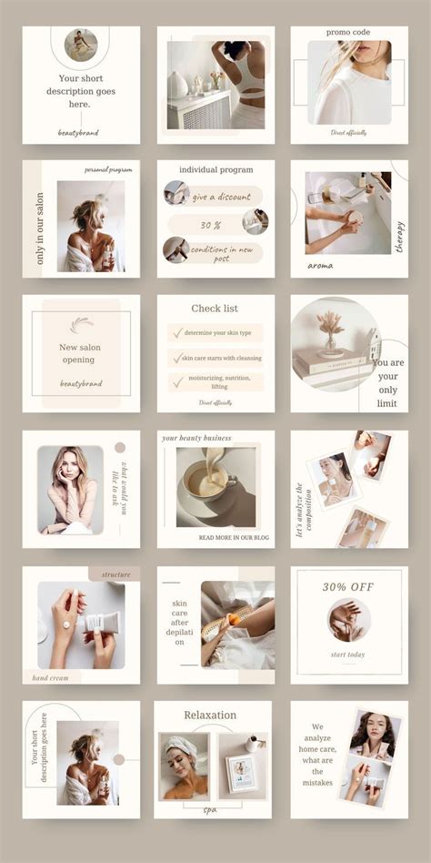 Instagram Templates For Canva Neutral Instagram Beauty Templates