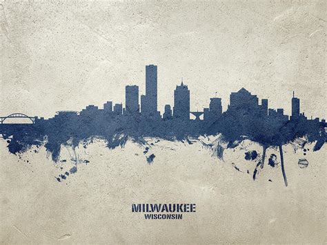 Milwaukee Wisconsin Skyline Digital Art By Michael Tompsett Fine Art