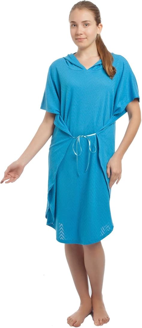 Tril Arctic Blue Wave Poncho Bathrobe Turkish Cotton 100% at Amazon Women’s Clothing store