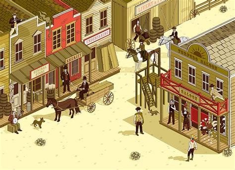 Torpedo Volume 2 Wild West Town Illustration Isometric Pixel Art