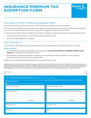 Bupa Ipt Exemption Form Complete With Ease Airslate Signnow