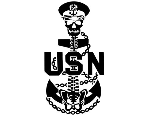 Navy Chief Skull Backbone Anchor Vinyl Decal Sticker For Car Etsy