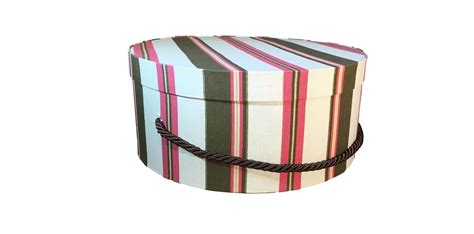 Large Hat Box Pink And Brown Stripe Fabric Decorative Fabric Covered