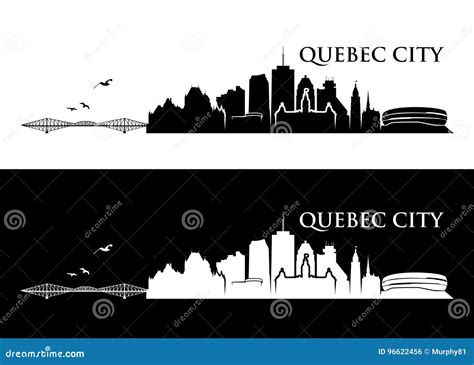 Quebec City Canada Skyline Silhouette City Design Vector Famous