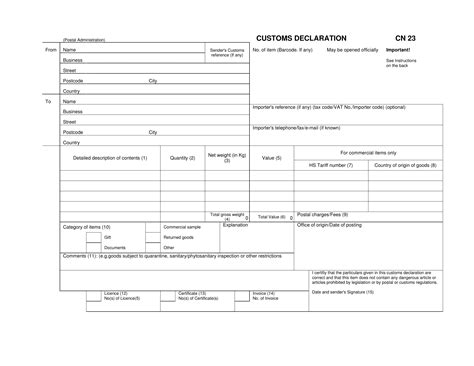 Cn 23 Customs Declaration Form ≡ Fill Out Printable Pdf Forms Online