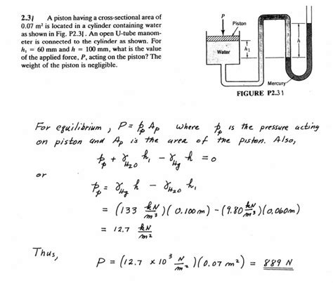 2 31 A Piston Having A Cross Sectional Area Of0 07 M2 Is Located In A