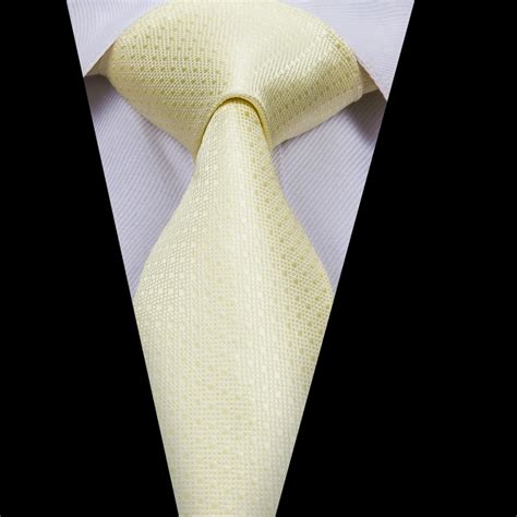 Hi Tie Mens Ties New Fashion Style 100 Silk Light Yellow Solid Neckties For Men Suit Wedding