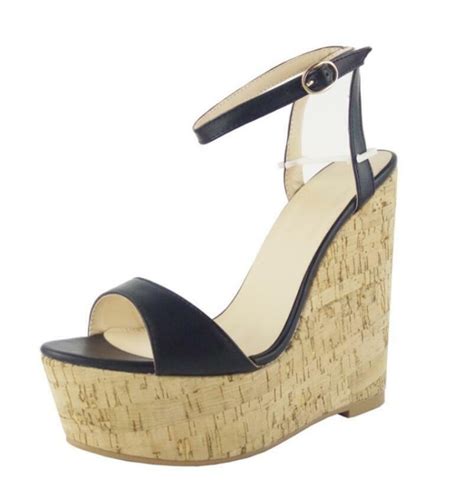 Neu Mode Holz Optik Extreme High Heels Plateau Wedge Sandalen