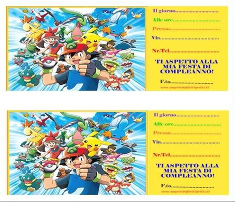 Inviti Di Compleanno Da Stampare Pokemon Frasi Auguri Compleanno My