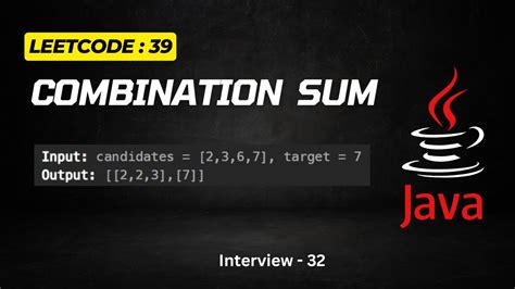 Combination Sum Leetcode 39 Zoho Interview Java Youtube