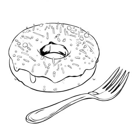 Download Delicious Donut With Sprinkles And Frosting Coloring Pages Online Creative Fabrica